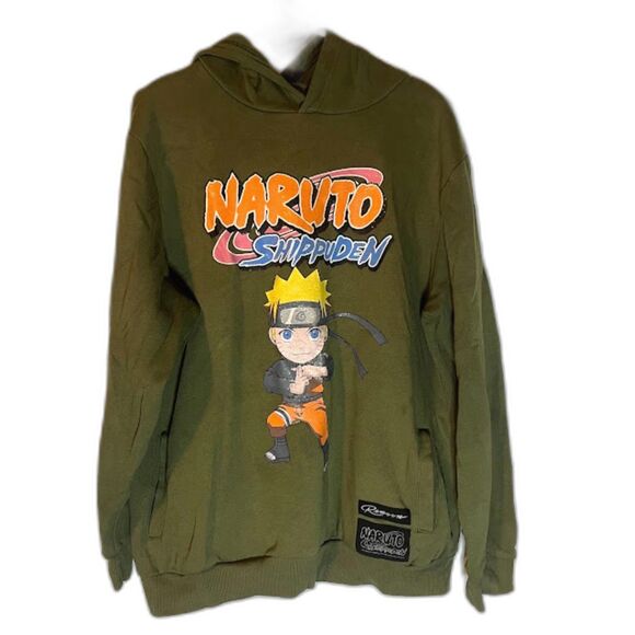 Reason Hoodie L Olive Green Naruto Shippuden Anime Cosplay Streetwear 2007 - Picture 2 of 6